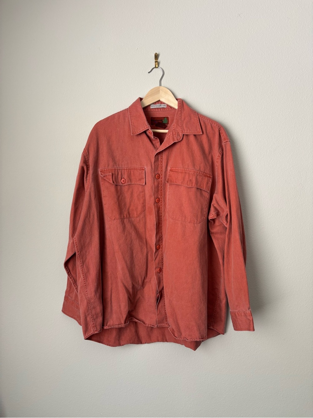 Vintage Fieldmaster XL Pink Salmon Cotton Chamois Flannel Work Shirt USA Made